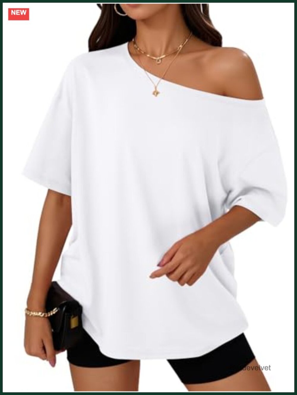 Oversized Off-Shoulder T-Shirt Blouse Women Casual Loose Short Sleeve Summer